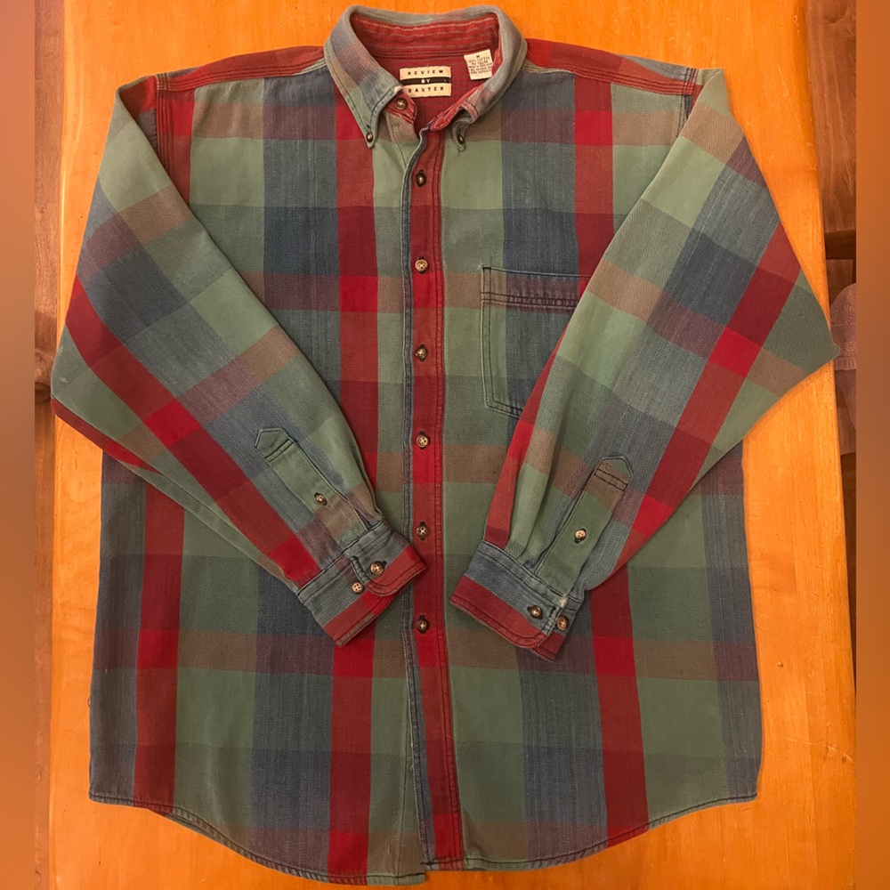 Review by Baxter Men’s Plaid Button Down Shirt Medium Cotton Long Sleeve